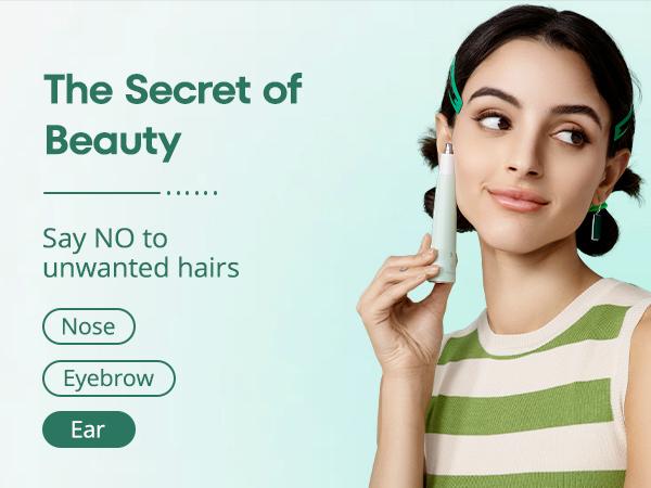 Nose Hair Trimmer for Women, Portable, Waterproof, Rechargeable, 2-in-1 Trimmer, Easy to Clean, Suitable for Sensitive Skin Stainless Comfort