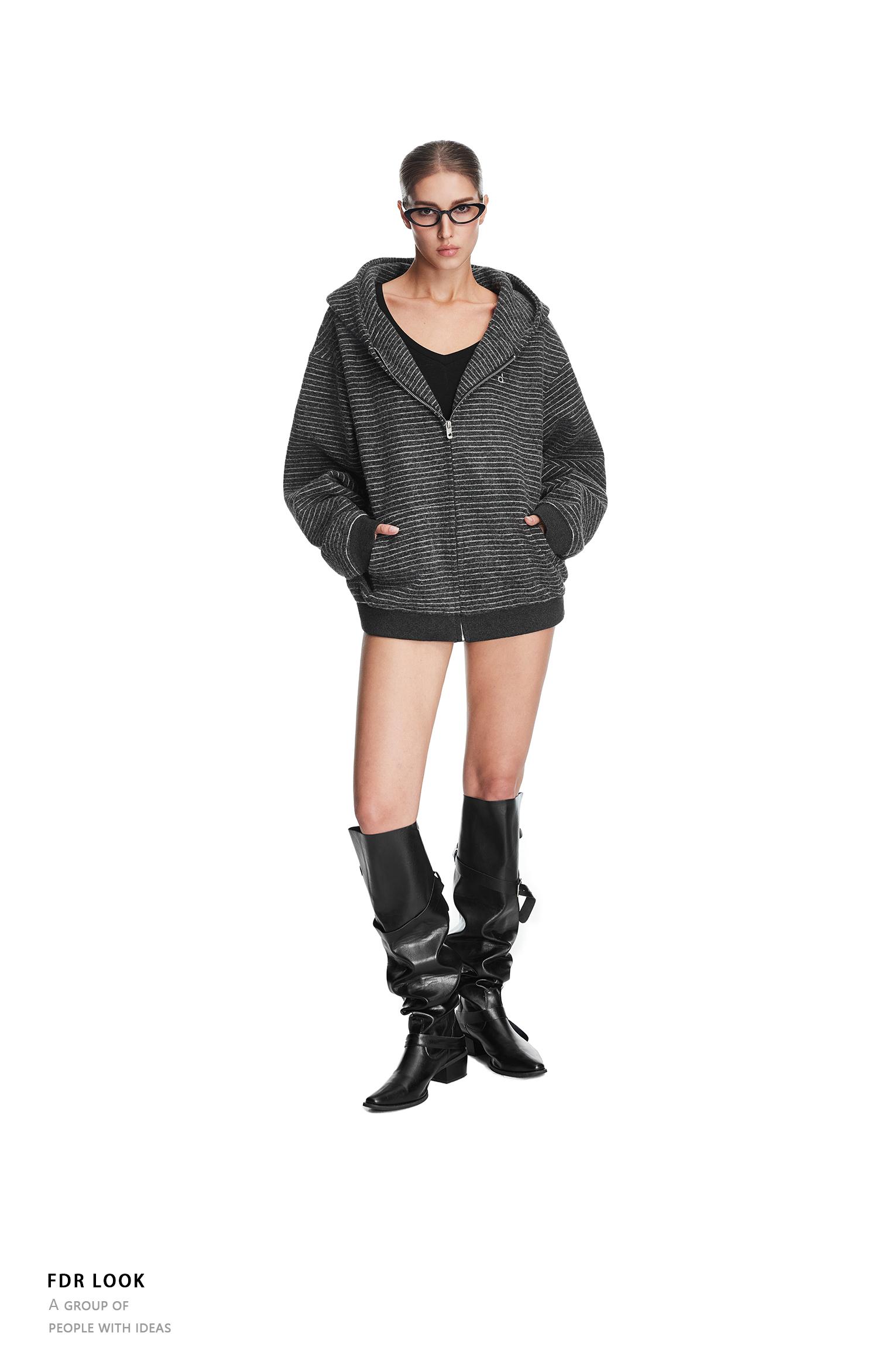 FDR Cozy Striped Fuzzy Hoodie with Faux Fur Collar Zip-up Oversized / Slim Sweater Oversized Fit Long Sleeve Fall / Winter Casual Womenswear Coats Outerwear Tops Jackets Sweatshirt #valentinesday #tiktokshopjumpstartsale #valentinesdaygift SpringStatement