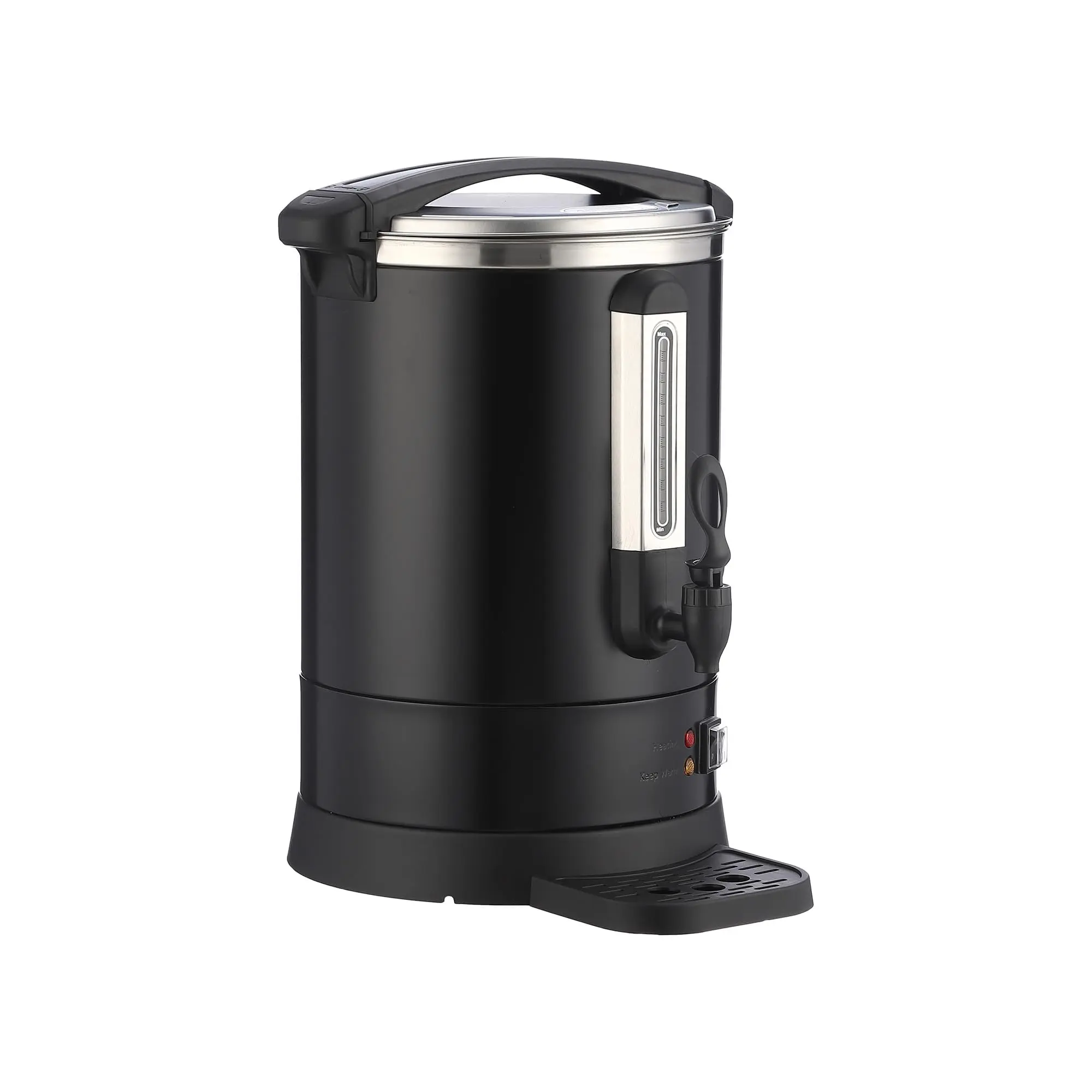 120-Cup Large Size Commercial Coffee Maker with Percolator Brewing, 18L Stainless Steel Hot Water Urn, Dual Faucet for Fast Hot Beverages Serving - Office Event Dispenser, Metallic Black, 12 Cups & Above