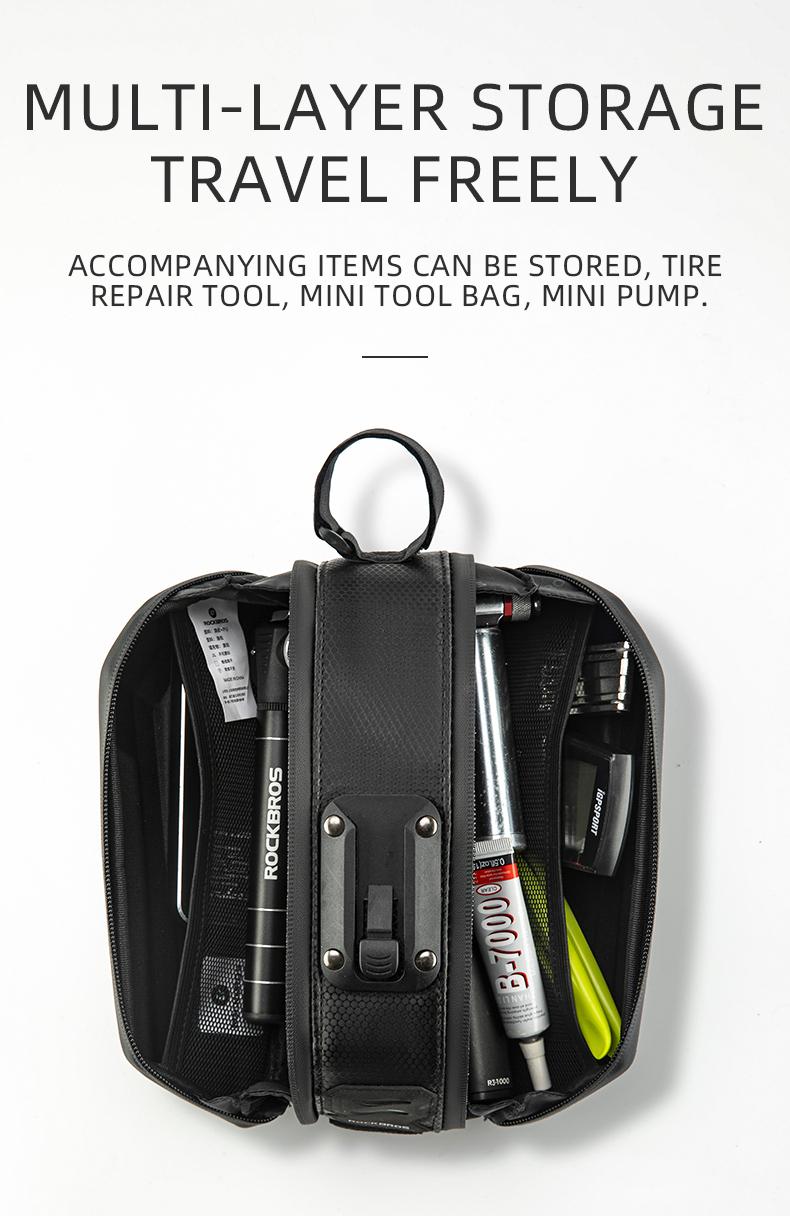 ROCKBROS Bike,Bicycle Saddle Bag Under Seat 3D Hard Shell Bike Seat Bag with Silver Reflective Strip Bike Bag for Mountain Road Bikes