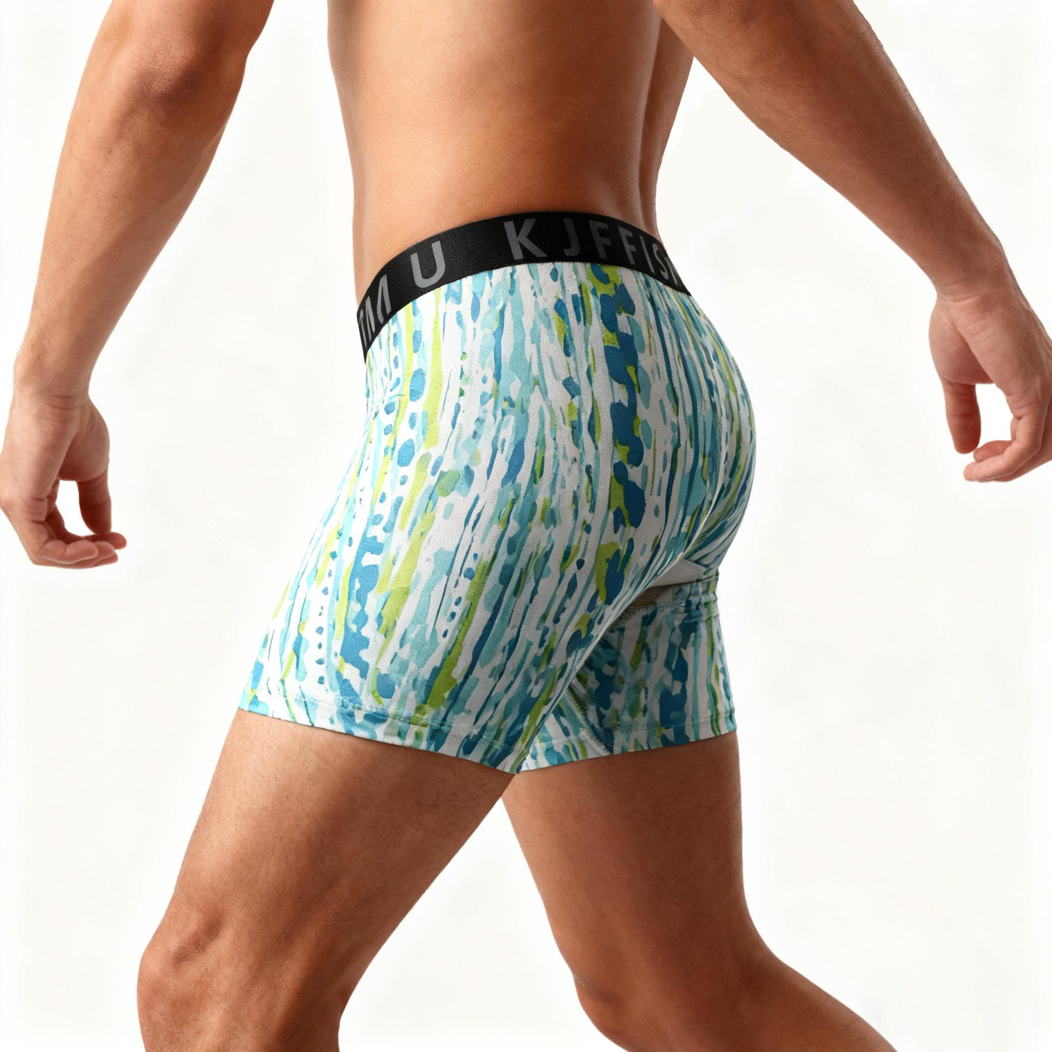 KJFISTMU 12-piece Men's Boxer Briefs Set - High elasticity, full-coverage long boxer briefs, available in various colors and printed patterns, comfortable and snug, suitable for daily wear - Bulk (machine washable and hand washable)