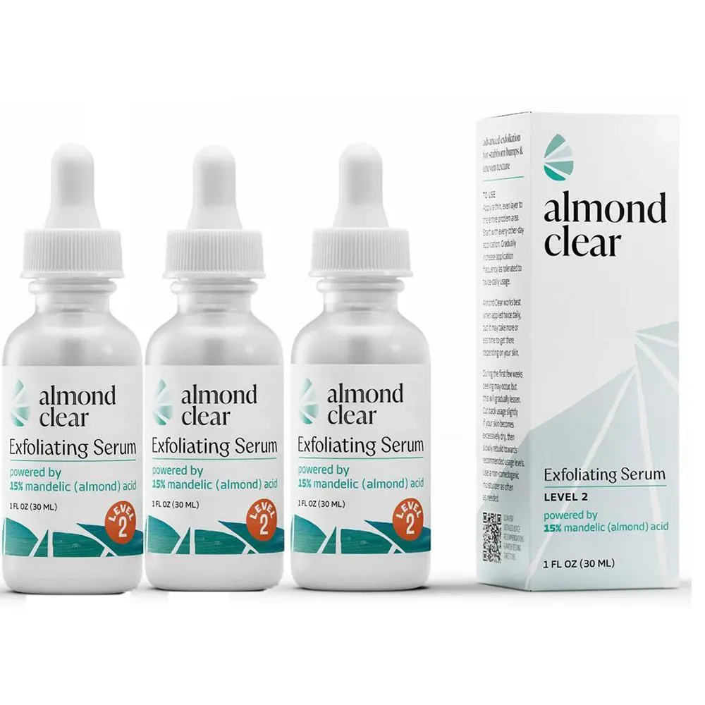 almond clear Level 2 Mandelic Acid Serum |   Body Acne Treatment, Clear Butt Acne, Folliculitis, Fungal Acne, Hyperpigmentation, Ingrown Hairs |   Daily Skincare, Safe for Sensitive Skin, Skin Repair, Fungus
