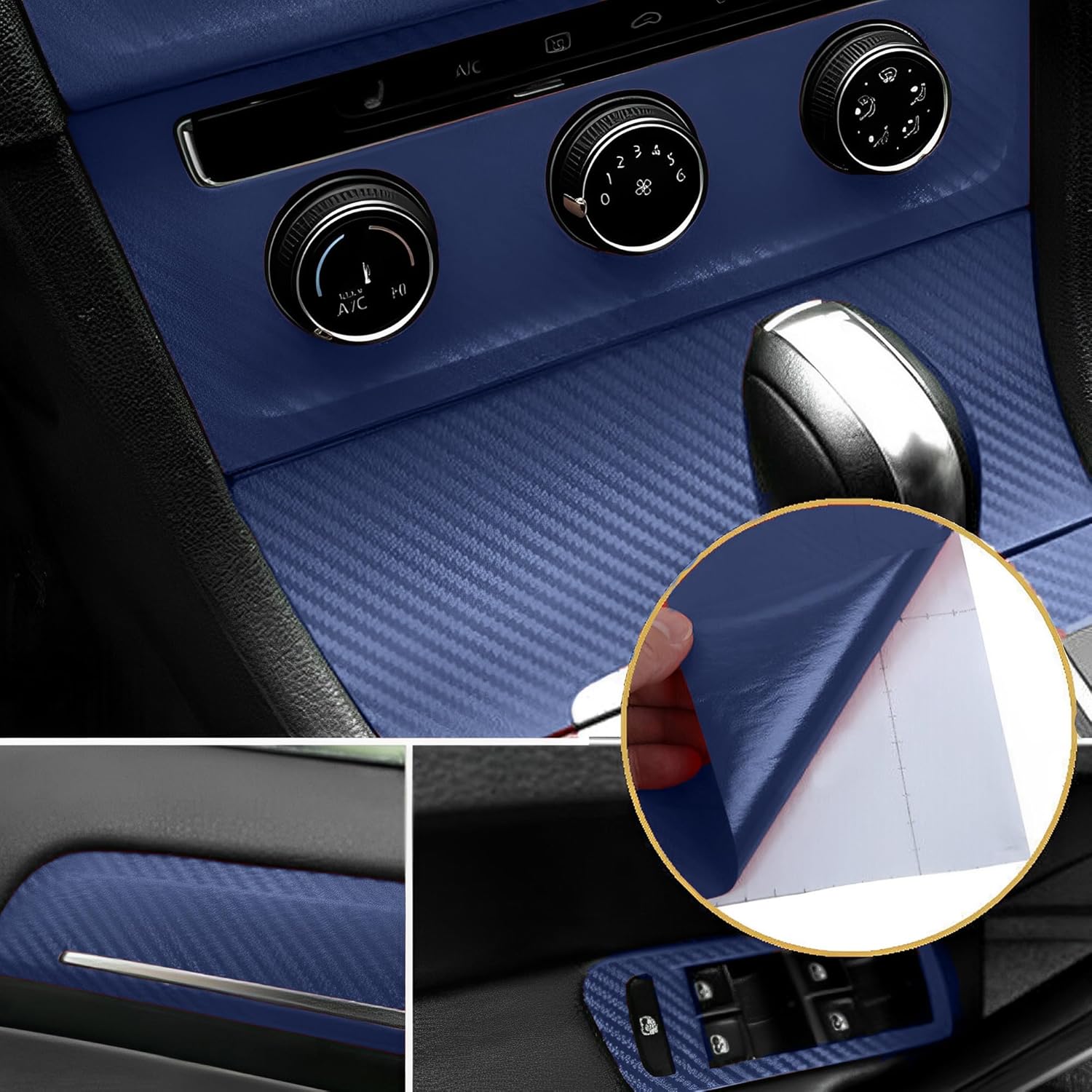 FONESO 7D Matte Carbon Fiber Vinyl Wrap Film, 60x8in Self-Adhesive Sticker with Installation Tool Kit, Bubble-Free Cars Accessories, Car Detailing Products, Universal Protector Decals for Vehicles, Truck