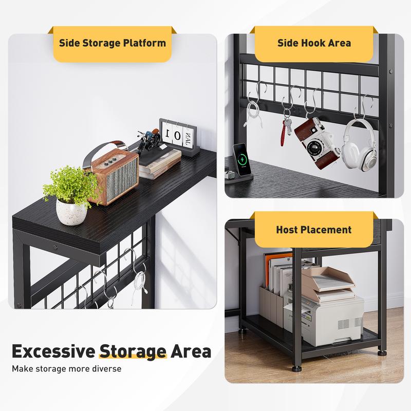 【Cost-effectiveness】Raybee 48'' Gaming Desk with Drawer,Computer desk with LED Lights & 3AC Power Cord & Outlets,Home Office Desks with Monitor Stand,Side Shelf,Metal Frame 【Cost-effectiveness】Raybee 48'' Gaming Desk with Drawer,Computer desk with LED Lights & 3AC Power Cord & Outlets,Home Office Desks with Monitor Stand,Side Shelf,Metal Frame