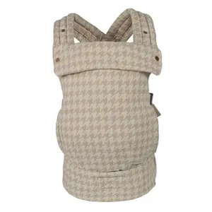 LUJIFO Premium Cotton Linen Adjustable Ergonomic Baby Carrier, Houndstooth Checkered Print Stuff, Hip-Healthy for Newborn to Toddler