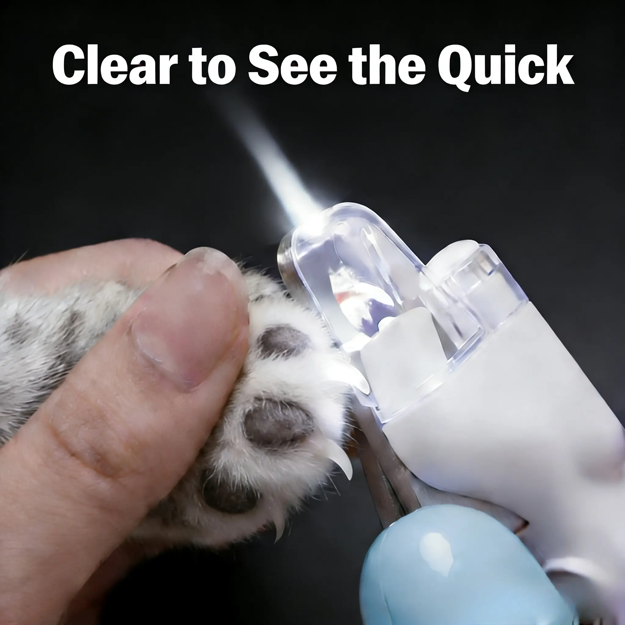 2-in-1 Cat Nail Clipper with Bright LED Light Safe the Quick Cutting Pet Paw Trimming Dog Claw Grooming Clippers Kit Sharp Stainless Blades Ultimate Tool