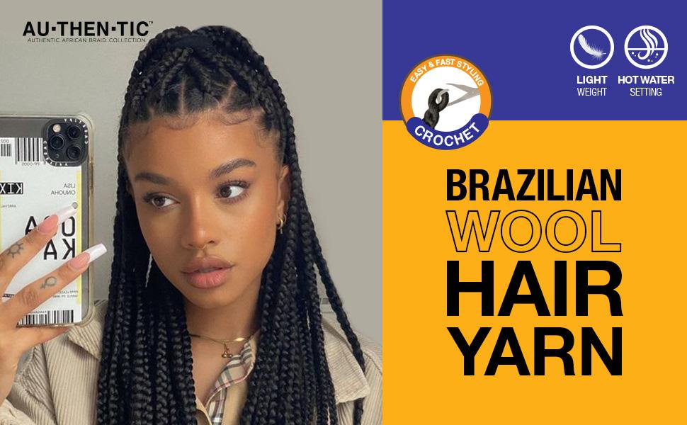Authentic Brazilian Wool Hair Yarn for Braids 3pcs