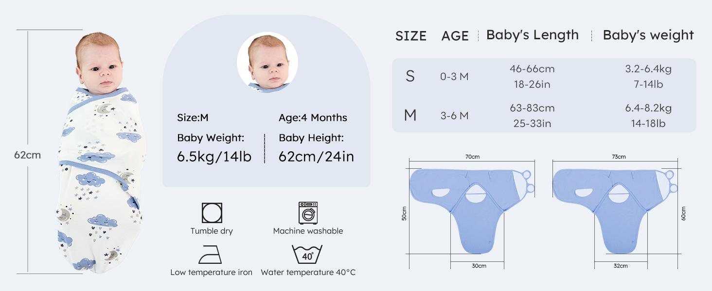 Yoofoss Baby Swaddles for Newborns 100% Cotton, Adjustable Swaddle 0-6 Months 3 Pack Newborn Swaddle Sack, Breathable Soft