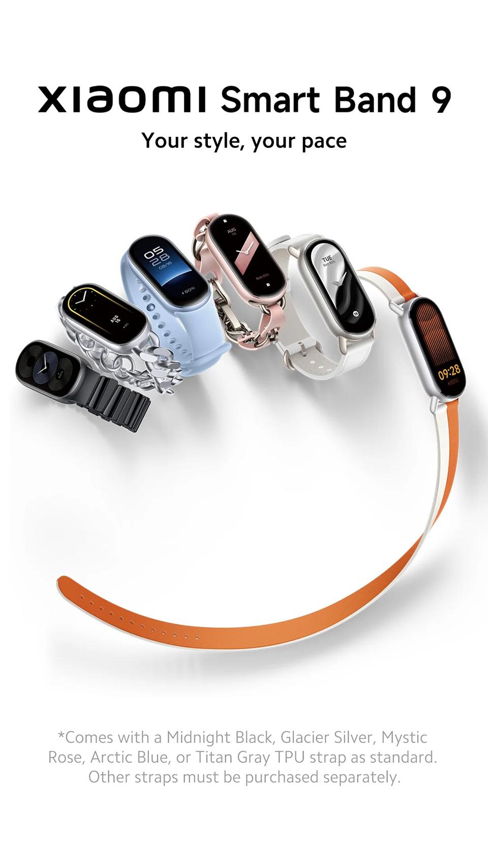 Smart Band 9 Global Version  1.62" Amoled Display | up to 21 Days of Battery Life | Over 150 Workout Modes - Wearable Bluetooth Alloy Aluminium Watches Android Charging Screen