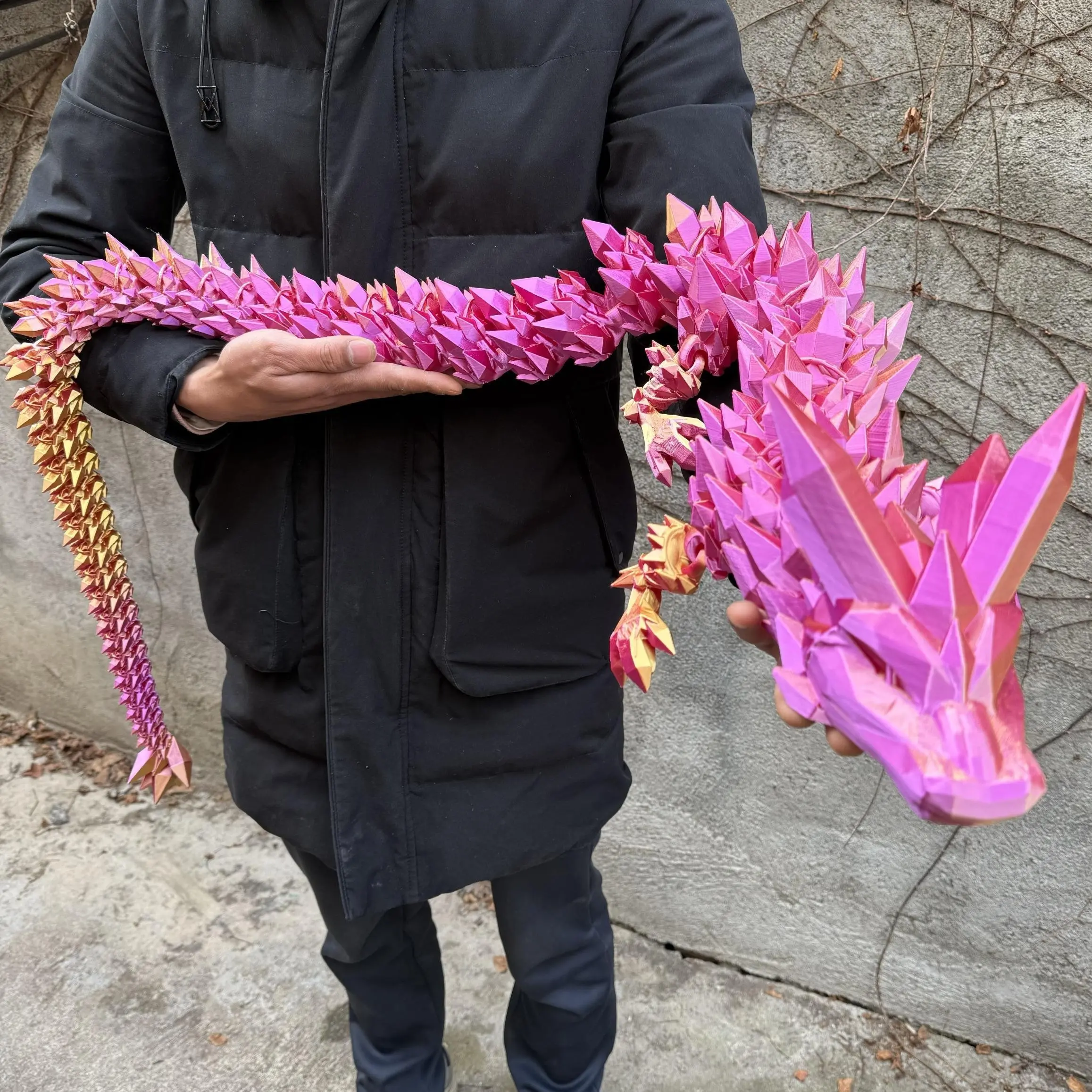 3D Printed 150cm Long Crystal Dragon Toy, Flexible Joints, Vibrant Colors, Decorations And Ornaments, Home and Office Decor, Collectible Room Decor, Creative Collectible, Perfect Holiday Gift, Collectible Figurines, Statues