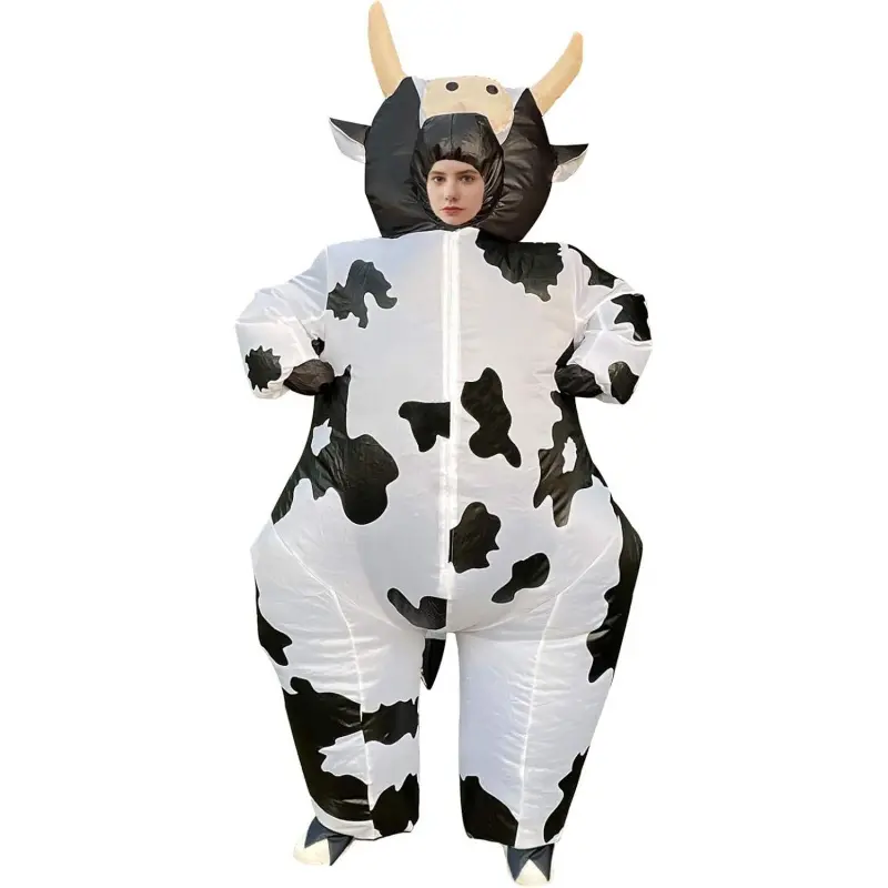 Unisex Inflatable Cow Print Clothes, Blow-Up Cosplay Party Wear Jumpsuit for Halloween Parade, Festival Events (Sports & Outdoor Accessories)