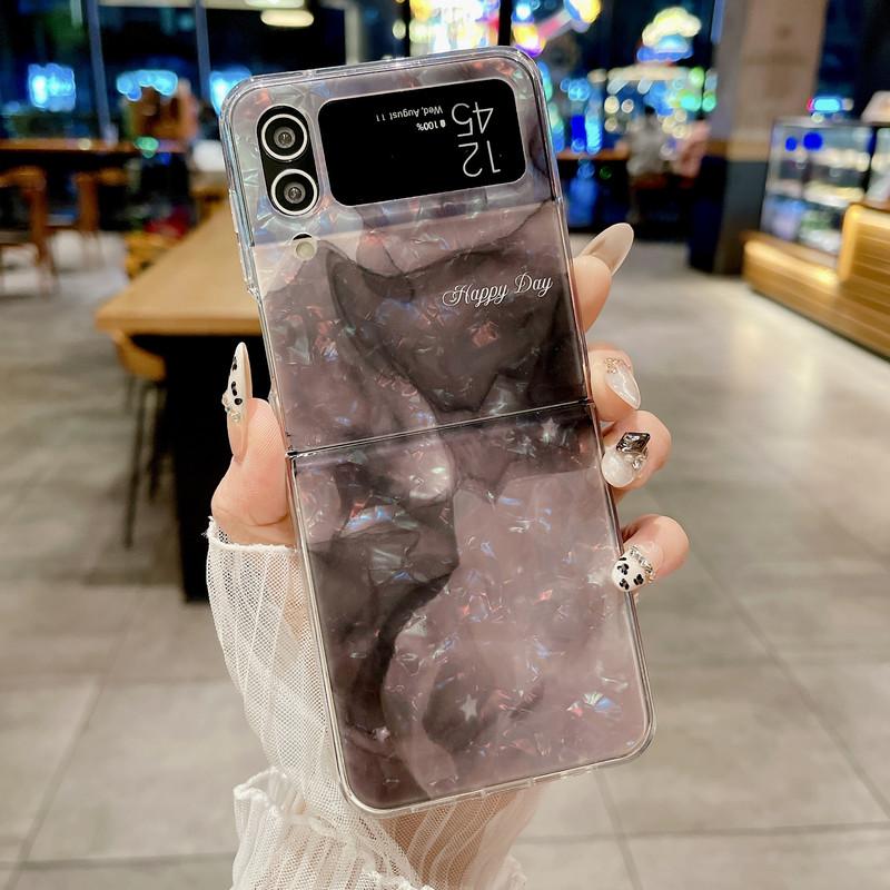 ins strawberry floral print leopard print foldable phone case for zflip7/6/ 5/4/3 foldable phone case-HNZD02