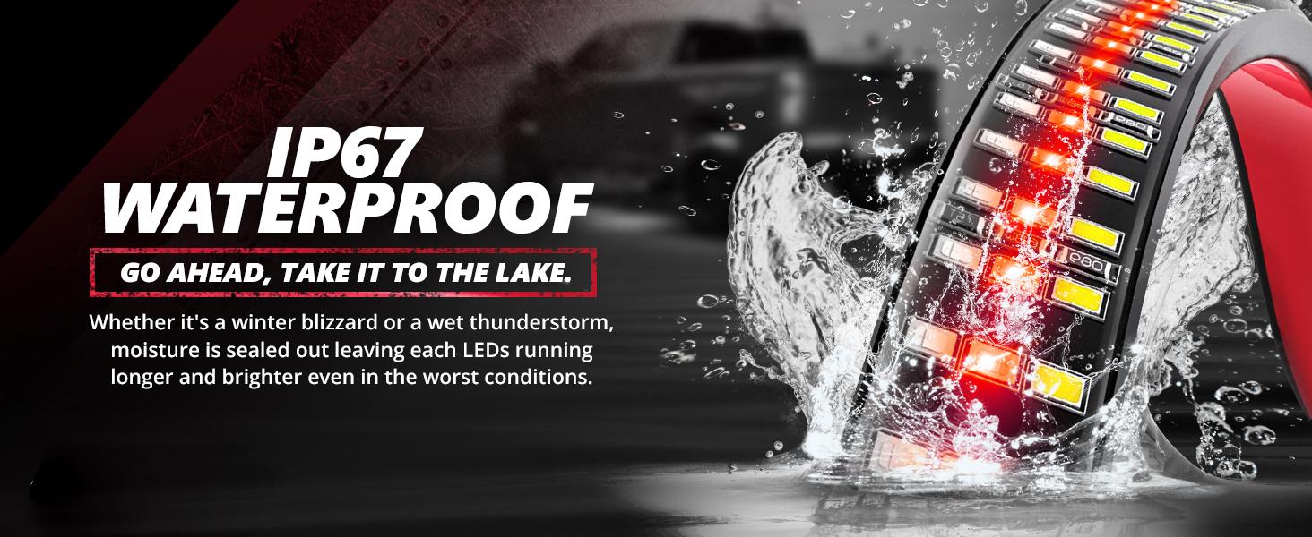 DIBMS Truck Tailgate Bar 60" Triple Row 432 LED Strip with Red Brake White Reverse Sequential Amber Turning Signals Strobe Lights, Triple Row Universal LED Tailgate Light Bar.