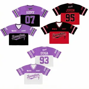 Bangtan-Inspired Personalized Army Crop Top Football Jersey | Custom Name & Number | Multi-Color Options | Trendy K-Pop Gift for Birthday, Concert & Fans