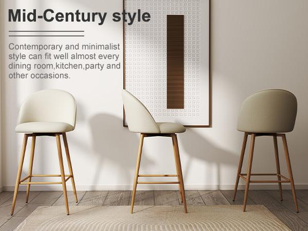 【Christmas Sale】Homy Casa Bar Stools Set of 2, 26" Swivel Counter Height Modern Upholstery Barstools for Kitchen Dining Home Minimalist Ergonomic Durable Design Sturdy Polyester Furniture Seater