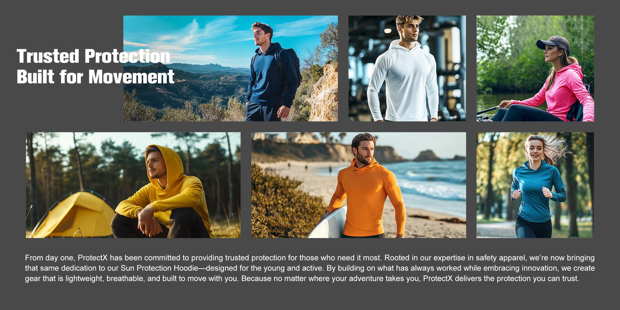 ProtectX 2 Pack UPF 50+ Hoodie Sun Protection Shirt Lightweight Long Sleeve Hi Vis Hooded Shirt Quick-Dry SPF UV Shirt Active Wear