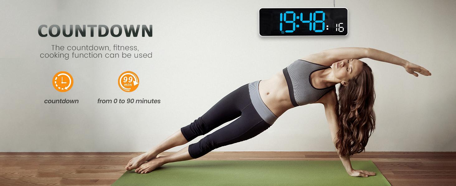 8.98" Digital Clock with Date, Week, Temp, Humidity, DST, Timer, Auto-dimming for Living Room Classroom Gym Church Shop Garage Wall LED