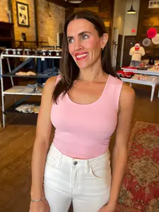 Diane Double Layered Seamless Top in Powder Pink