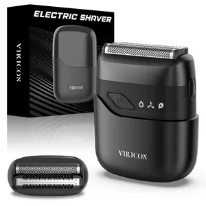 VIKICON Electric Foil Shavers for Men, Compact Travel Face Shaver, Mini Razor for Shaving Face, Portable On-The-Go Shaver w/Dual Floating Blades, Close Shave Stubble Trimmer USB-C, Gifts for Dad Him Hair Removal