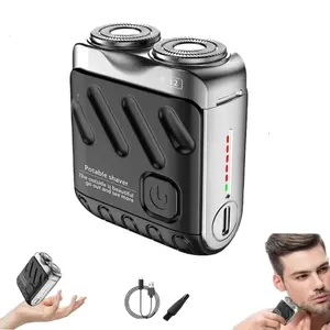 Portable Mini Electric Shaver for Men– USB Rechargeable Double-Head Razor with Cleaning Brush, Charging Cable & Storage Bag, Lightweight Electric Razor for Outdoors & Business Trips(Black)