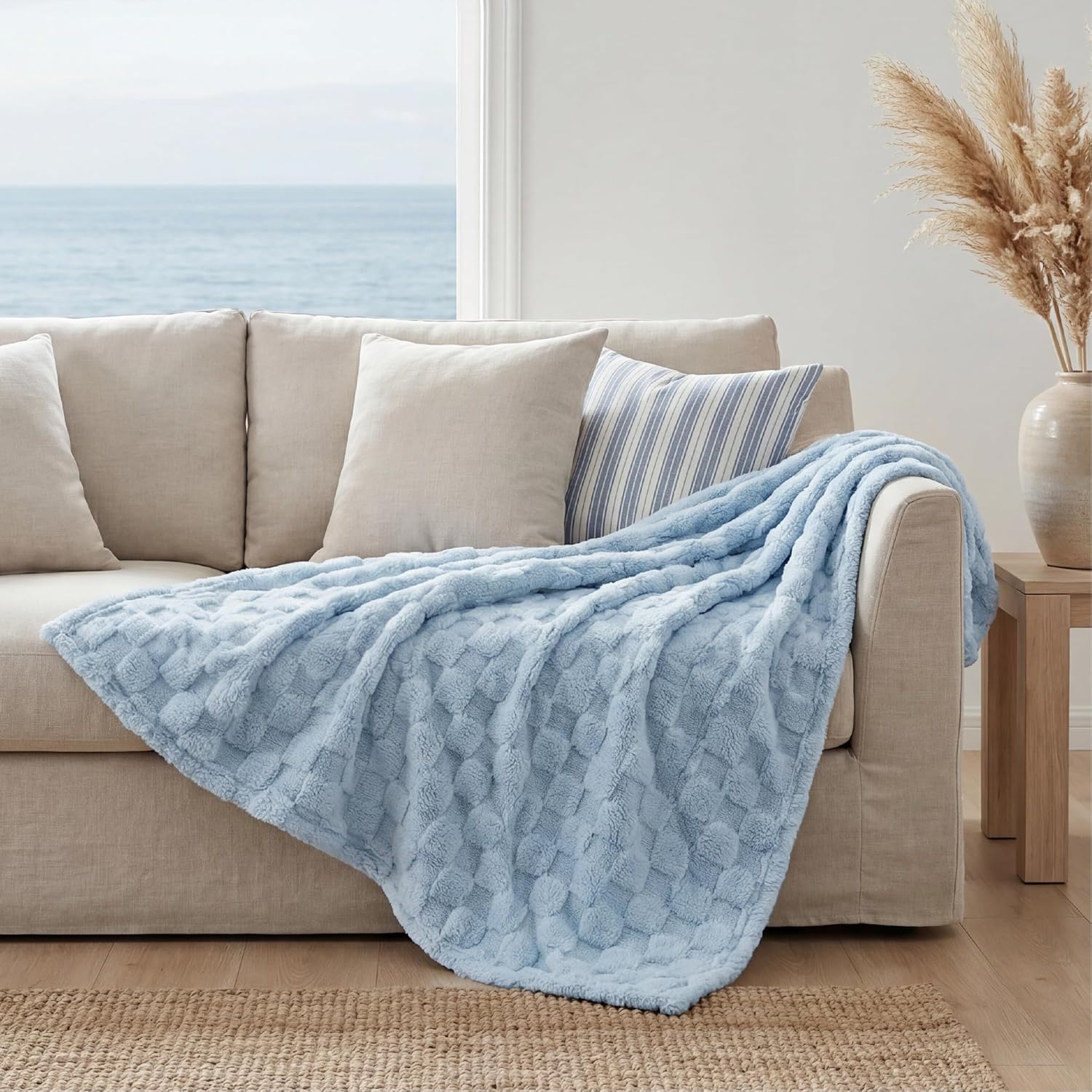 【Spring Glow Up】Bedsure GentleSoft  Throw Blanket for Couch - Checkered Fleece Blankets Gifts for Women Men Girls, Cute Soft Cozy Throw for Bedroom Home Decor Gifts, 50x60 Inches