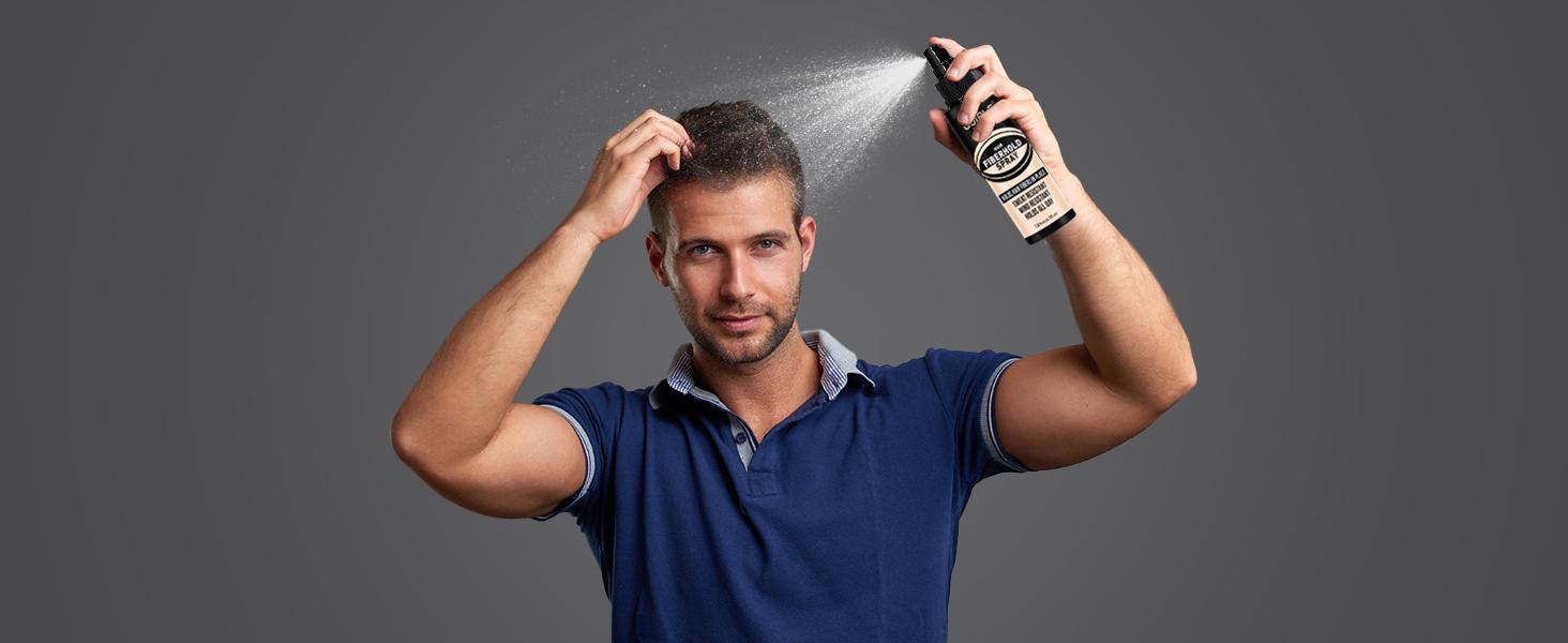 4-in-1 Hair & Beard Styling Set with Hair Fiber & Pump Dispenser & Application Card – Enhancements Barber Spray Volumizing Water Proof (Black)