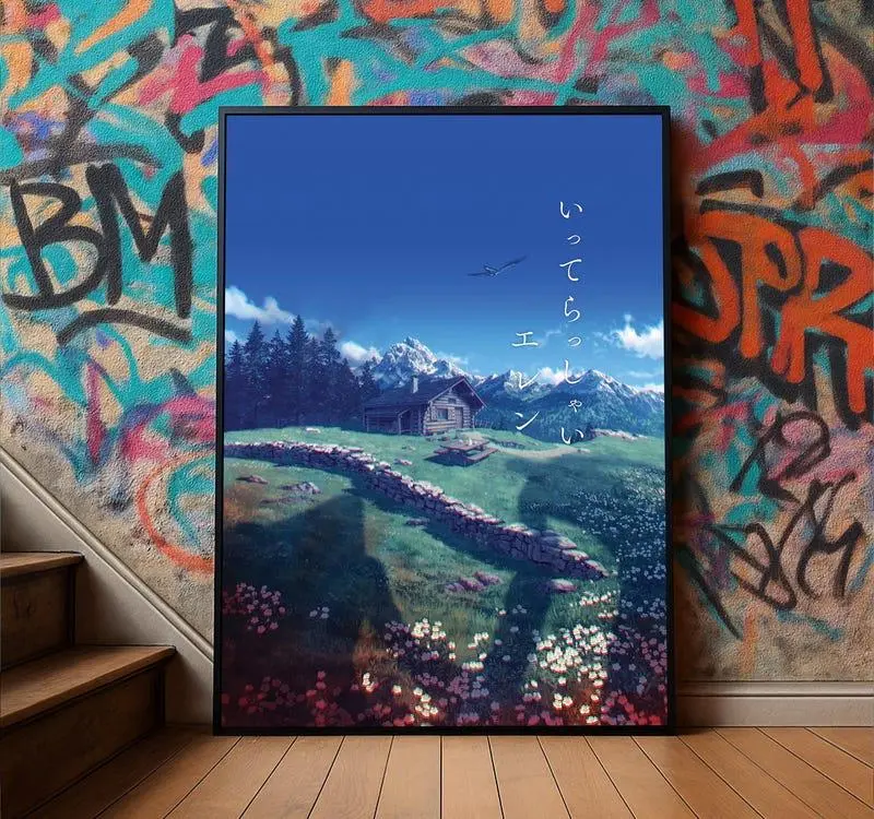 Attack on Titan Scenic Cabin Wall Art, Shingeki No Kyojin Anime Decor