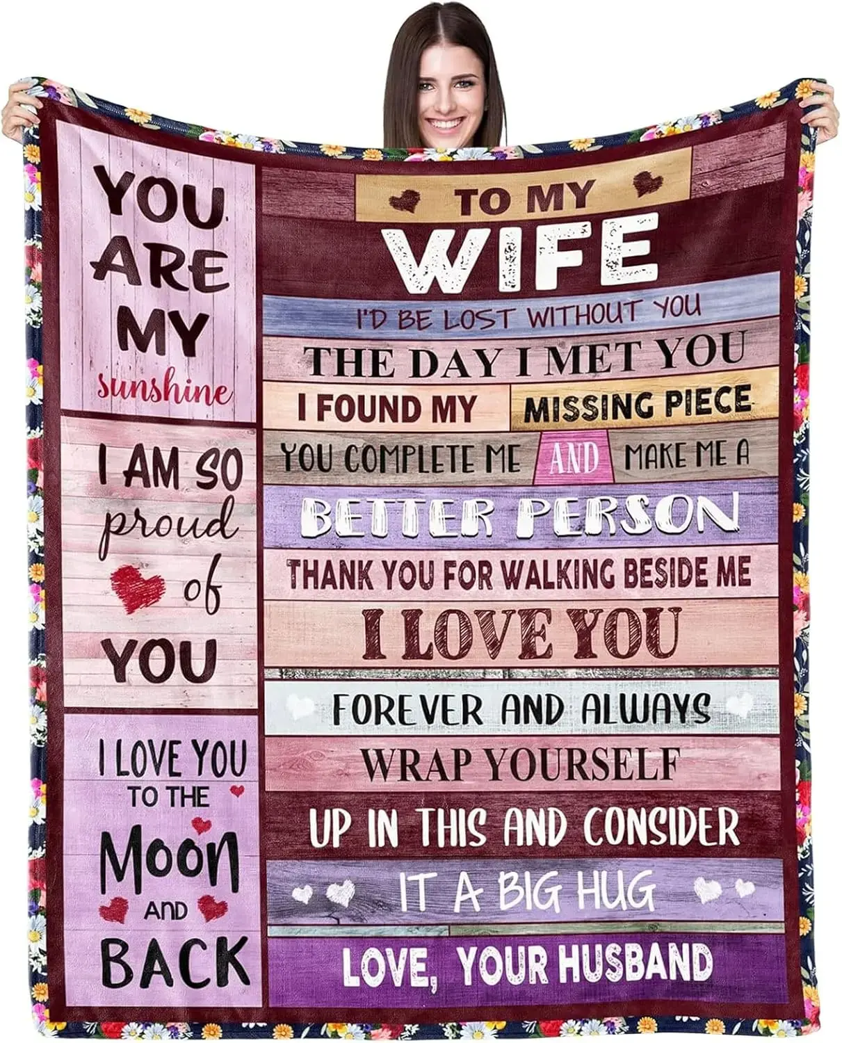"Heartfelt Hug" Plush Throw Blanket | The Perfect Romantic Gift for Your Wife on Any Special Occasion (Anniversary, Birthday, Valentine's, Christmas, Mother's Day) | From Her Loving Partner