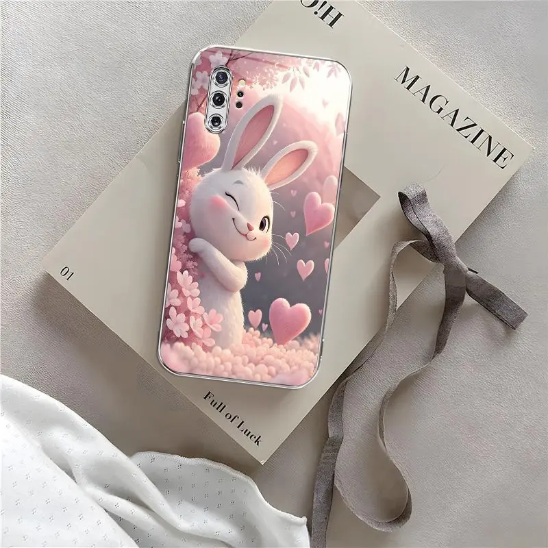 Cute Easter Bunny Smartphone Casing, Funny Rabbit Butt & Pink Heart Aesthetic Cover for Galaxy Note 10 Plus - Cellphone Accessories-975