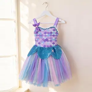 Girls Mermaid Birthday Dress  Ombre Tulle & Sequin Scale Princess Dress