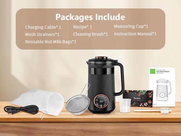 Nut Milk Maker Machine 35oz, 10 Stainless Steel Blades for Homemade Almond Oat Coconut Plant-Based Milk, 8-in-1 Self-Cleaning Auto Keep Warm & Boil Water, 12H Delay Start for Non-Dairy Beverages