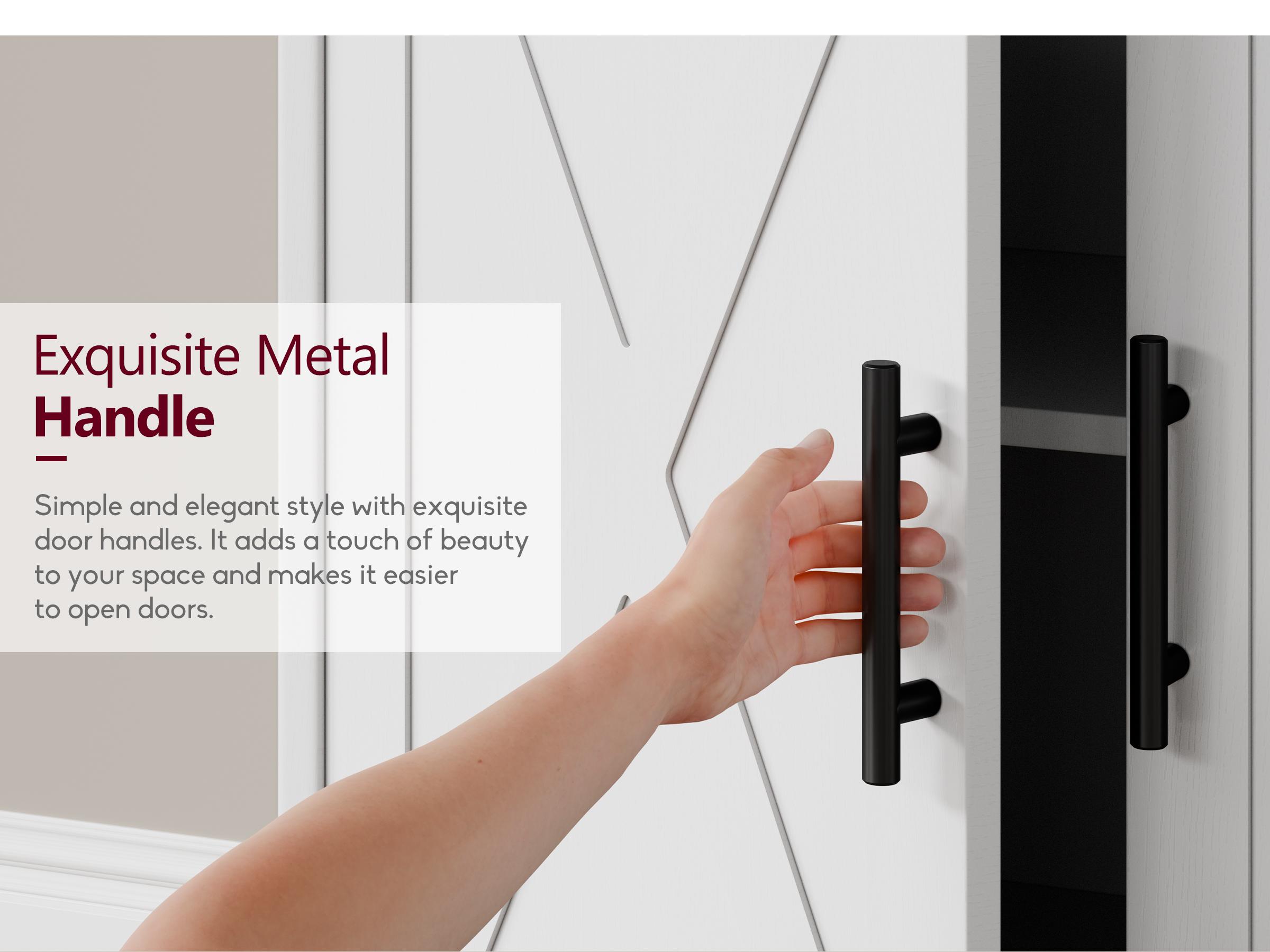 Walsunny Kitchen Buffet Sideboard Cabinet with 4 Doors and 3 Drawers, Entryway Adjustable Storage Shelf, Farmhouse Coffee Bar Cabinet for Kitchen, White