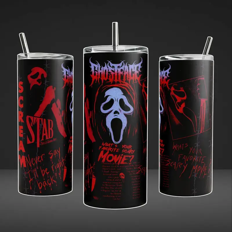 Scream 7 Ghostface Tumbler 40oz 20oz Movie Custom Cup 40 oz Tumbler With Handle, Tumbler 20oz No Handle, Gifts For Fans