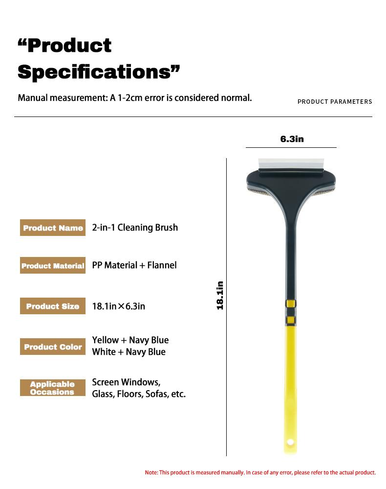 Multifunctional Anti-mosquito Screen Brush Glass Cleaning Tool with Dual Heads & Detachable Handle for Streak-Free Results on Windows, Mirrors, & Car Windows