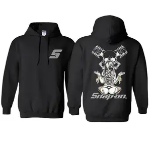 Snap-on Skull Hoodie For Men & Women - Double Sided Printed Fitted Crew Neck Short Sleeve Casual Unisex Top Made in USA