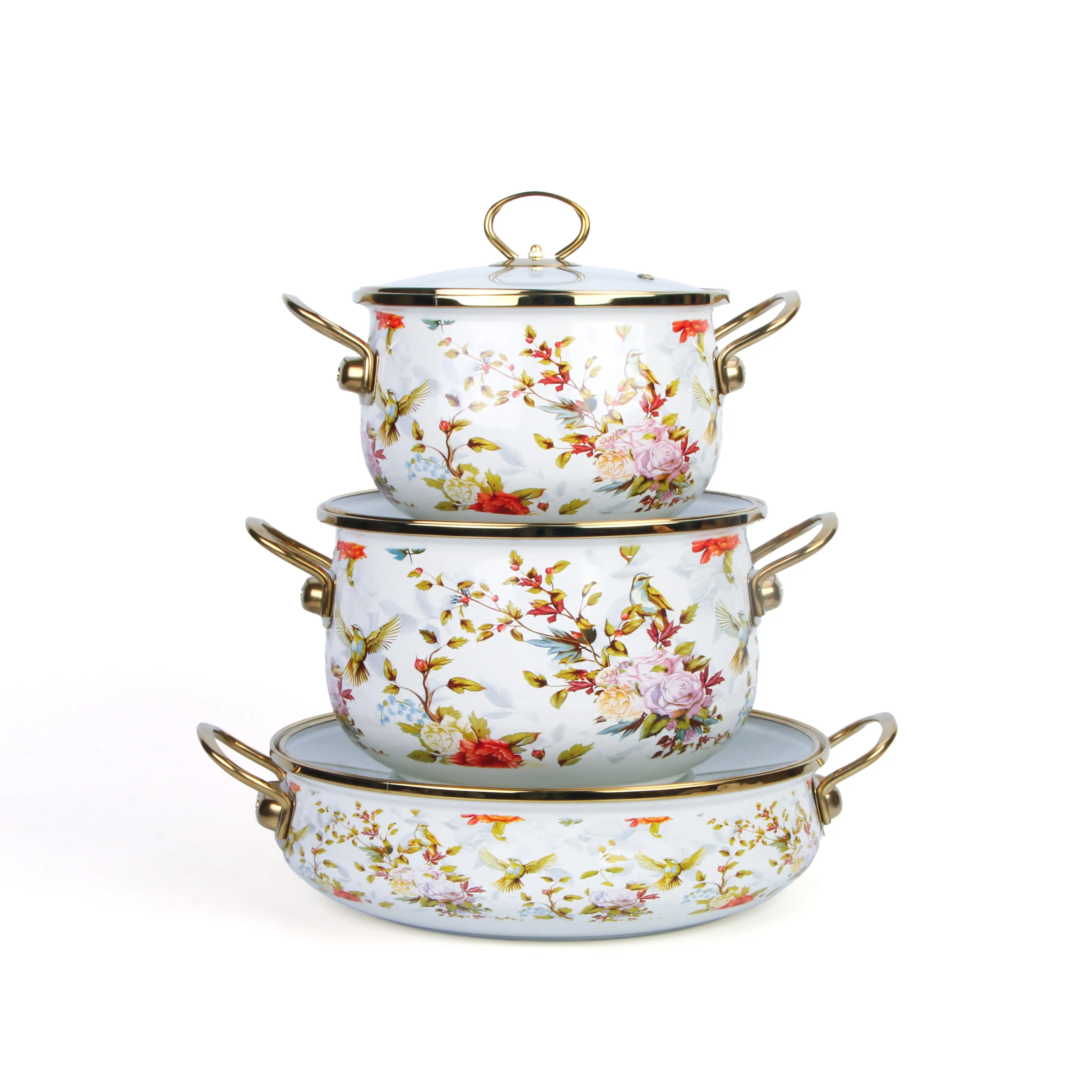 Enamel Cookware Set Enamel Soup Pot Set Cooking Pot Stew Pot for Gas Stove & Induction Cooktop Mother's Day Gift tiktokshopspringglowup Kitchen Pots pots and pans set