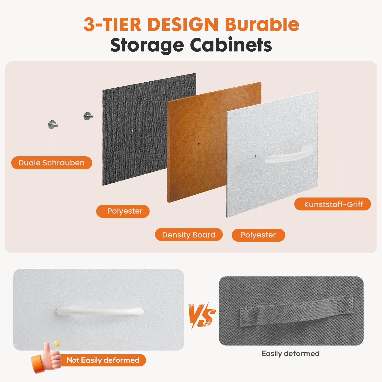 5 Drawer Fabric Dresser for Bedroom, Tall Storage Tower with Wood Top & Strong Metal Frame, Large Capacity Organizer for Clothes, Accessories & Daily Essentials