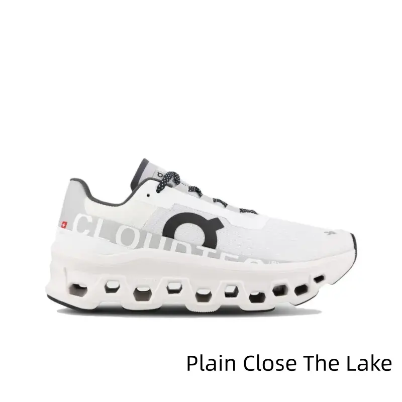 Multi-Hollow Thick Cushion Running Sneakers | White Grey Contrast Printed Mesh Upper | Multi-Cavity Shock Absorbing Midsole | Daily Jogging Urban Fitness | Buffer Ground Impact to Relieve All-Day Foot Fatigue