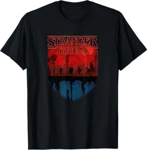 Stranger Things Group Shot Mindflayer Trail Silhouettes T-Shirt