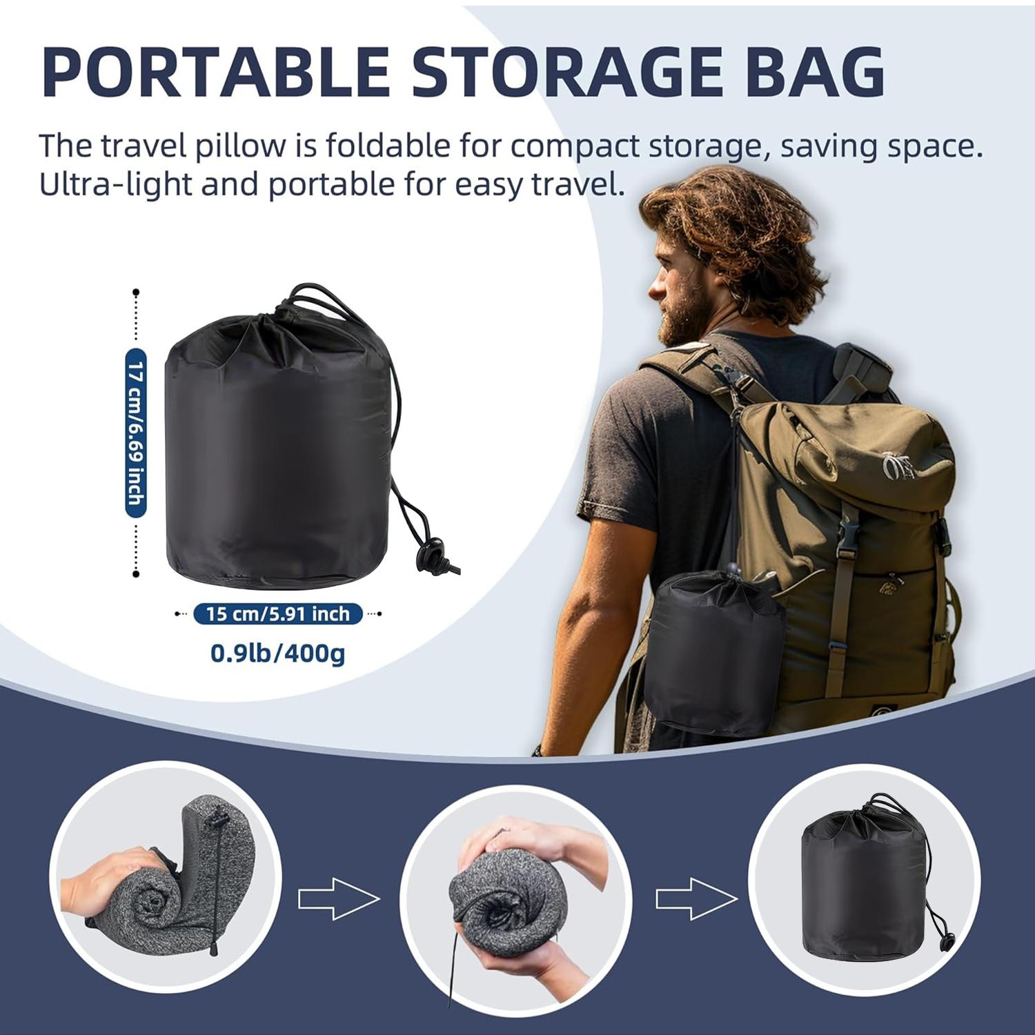 Travel Pillow with Extra Large Hood for Airplane Long Flights Privacy and Comfort Memory Foam with Skin-Friendly Cover for Road Trip Head&Neck Support for Plane Office Cars Sleeping & Rest