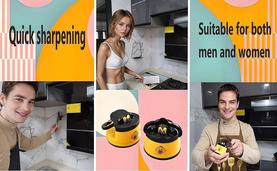 TikTokShop Mini Suction Cup Knife Sharpener, Adsorbable Tungsten Steel Manual Sharpening Tool, Compact & Easy to Use for Kitchen Knives & Fruit Knives