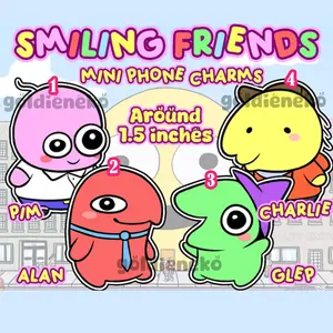 IN STOCK | Smiling Friends Charlie Pim Alan Glep Mini Phone Charm Keychains