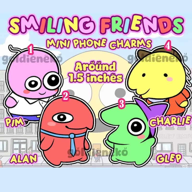 IN STOCK | Smiling Friends Charlie Pim Alan Glep Mini Phone Charm ...