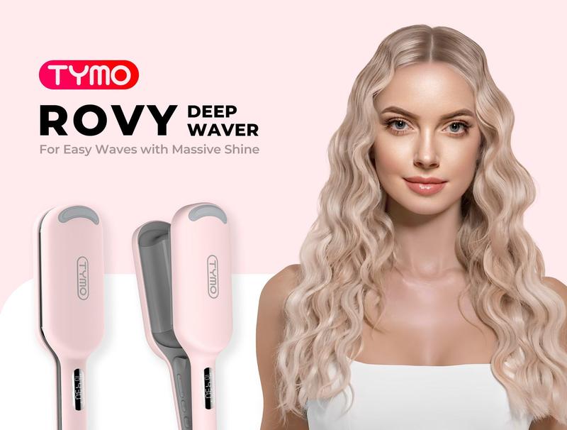 TYMO ROVY Beach Waves Curling Wand, Ionic Deep Waver Hair Curler Tool With Ceramic 3 Barrel For Women, Dual Voltage, Anti-Scald, Easy To Use Crimper Iron Hair Crimper Bed Head Waver Comfort, Hollywood Waves,Styling Kit,Negative Ion