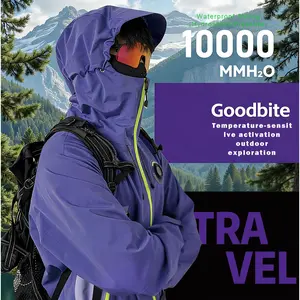 Coolbite Purple Ski Jacket w/ Removable LED Badge Screen Change Patterns & EmojisViral LED Badge Outdoor JacketScreen Customizablemens windbreaker jacketMountaineering windproof and waterproof outdoor jacket members