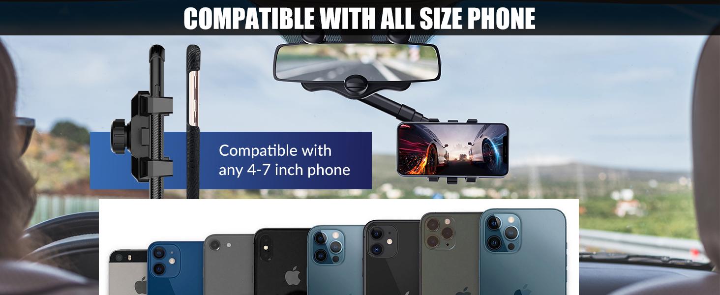 360 Degree Car Phone Holder Rearview Mirror, 2024 Multifunctional Navigation Bracket, 360° Rotatable & Retractable Car Phone Holder,car accessories