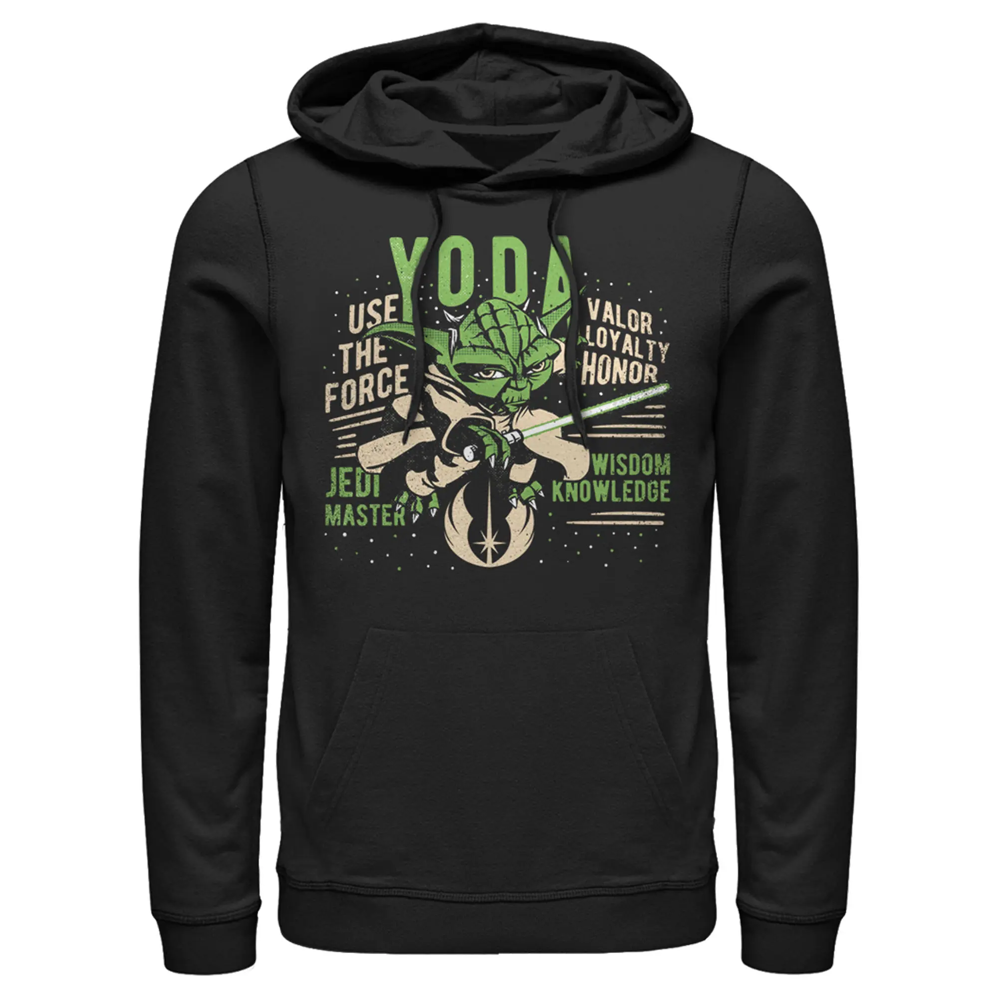 Men's Star Wars: The Clone Wars Yoda Jedi Master Portrait Graphic Pullover Hoodie, Menswear Casual Fashion Top, Stylish