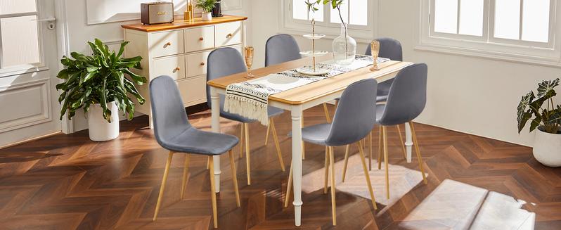 Homy Casa Charlton Suede Dining Chairs Light Luxury Ergonomic Design for Living Room & Lounge Use Foam Interior Seater Furniture