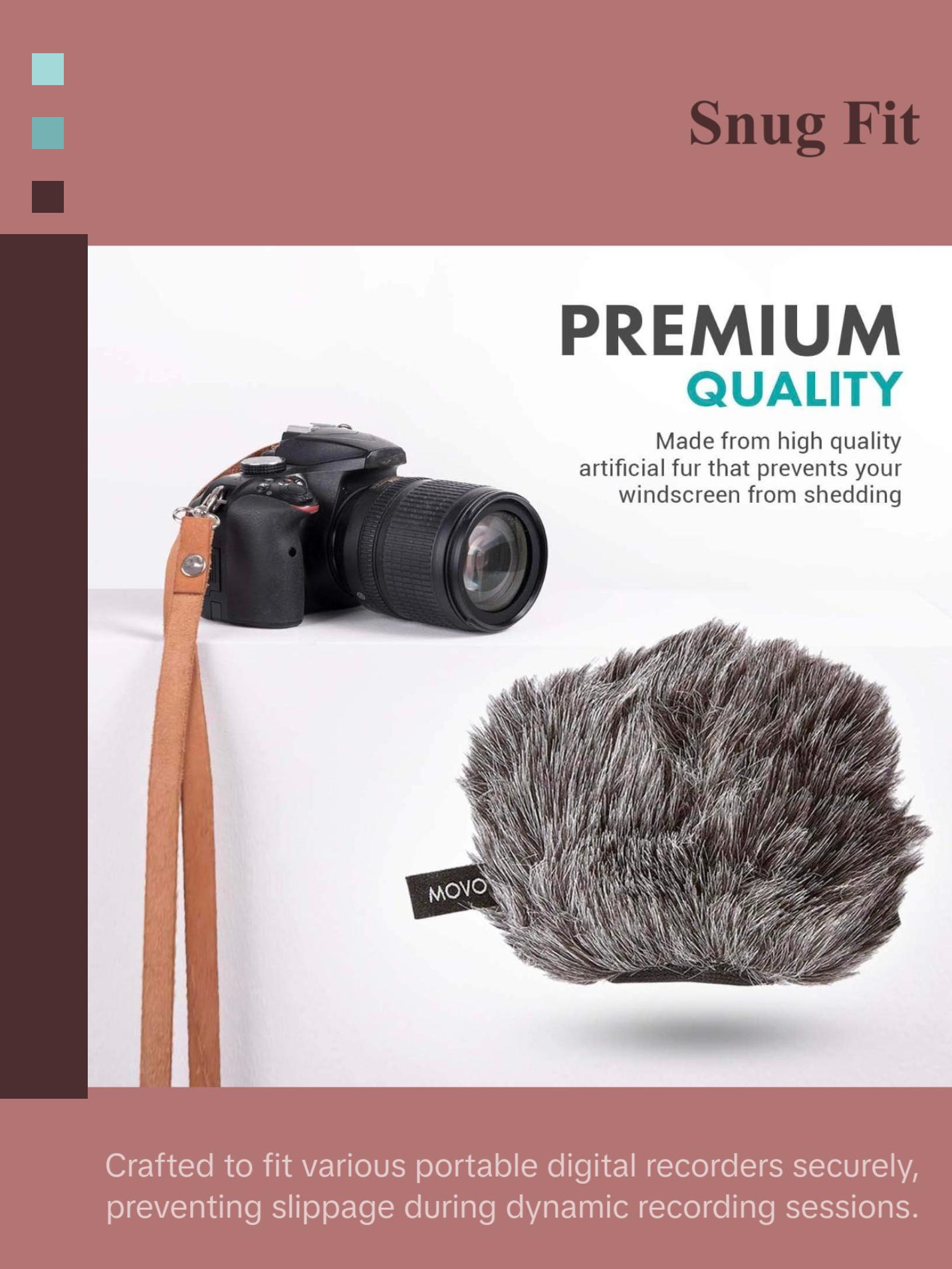 Movo - WS-G9 Furry Outdoor Microphone Windscreen Muff for Portable Digital Recorders, Zoom H4n Compatible Windscreen