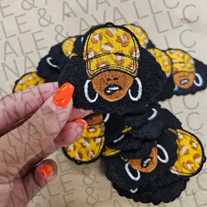 Black Girl Leopard Hat Patch (3 Patches)